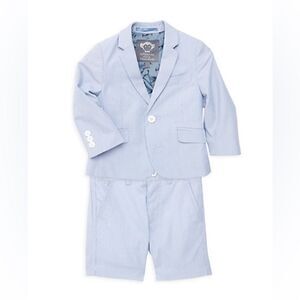 Appaman Two-Piece Pin Striped Short Suit Set Baby Formal Wear Blue White 6-12